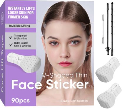 Picture of Face Lift Tape, High Elasticity Facelift Tape for Face Invisible, Hiding Facial Wrinkles, Lift Saggy Skin & Hide Double Chin, Ultra-thin, Breathable, Waterproof (90PCS)