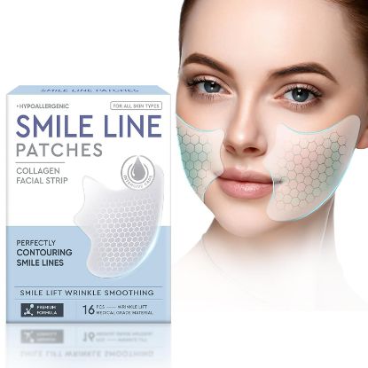 Picture of Smile Line Patches, Anti Wrinkle Patches, Face Lift Tape for Smoothing Smile Lines, Wrinkles Around the Mouth & Other Fine Facial Lines, 16PCS